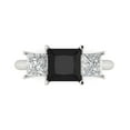thumbnail image 1 of 2.5 ct Princess Cut Natural Onyx Three-Stone Engagement Ring for Women in 18K White Gold, 1 of 5