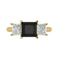 thumbnail image 1 of 2.5 ct Princess Cut Natural Onyx Three-Stone Engagement Ring for Women in 18K Yellow Gold, 1 of 5