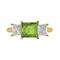 thumbnail image 1 of 2.5 ct Princess Cut Natural Peridot 3 Stone 14K Yellow Gold Womens Engagement Ring, 1 of 5