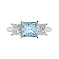 thumbnail image 1 of 2.5 ctw 3 Stone Anniversary Ring for Women | Princess Cut Natural Swiss Blue Topaz | Hyperallergenic Solid 14K White Gold, 1 of 5