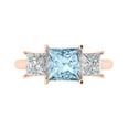 thumbnail image 1 of 2.5 ctw 3 Stone Anniversary Ring for Women | Princess Cut Natural Swiss Blue Topaz | Hyperallergenic Solid 18K Rose Gold, 1 of 5