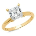 thumbnail image 1 of 2.5 ct Princess Cut Real Genuine Natural Diamond VS1-VS2 J-K 18K Yellow Gold Solitaire Promise Wedding Statement Engagement Designer Ring size 7, 1 of 5