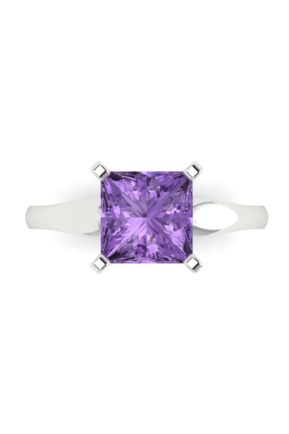 2.5 tcw Simulated Alexandrite Cocktail Fashion Ring for Women, 14K White Gold