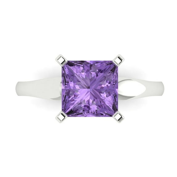 Clara Pucci 14K White Gold 2.5ct Alexandrite Solitaire Ring for Women
