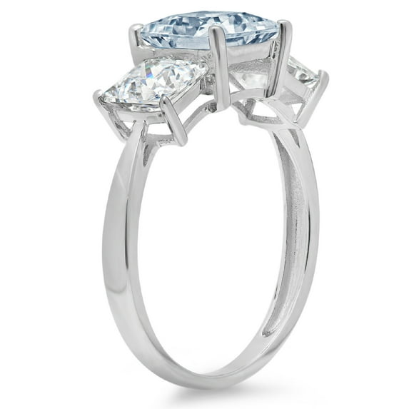 2.5 ct Princess Cut Simulated Blue Diamond Three-Stone Engagement Ring for Women in 14K White Gold