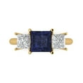 thumbnail image 1 of 2.5 ct Princess Cut Simulated Blue Sapphire 3 Stone 14K Yellow Gold Womens Engagement Ring, 1 of 5