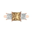 thumbnail image 1 of 2.5 ct Princess Cut Simulated Champagne Diamond 3 Stone 18K Rose Gold Womens Engagement Ring, 1 of 5