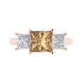 thumbnail image 1 of 2.5 ct Princess Cut Simulated Champagne Diamond Three-Stone Engagement Ring for Women in 18K Rose Gold, 1 of 5