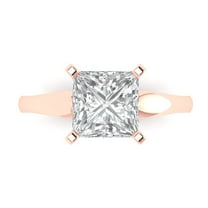 2.5 ctw Solitaire Anniversary Ring for Women | Princess Cut Zirconia Diamond | Hyperallergenic Solid 18K Rose Gold