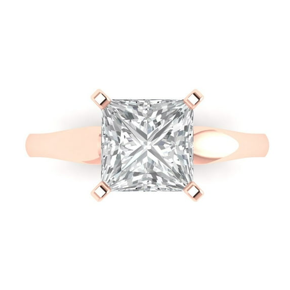 2.5 ct Princess Cut Simulated Diamond Solitaire Engagement Ring for Women in 18K Rose Gold