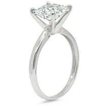 2.5 ct Princess Cut Simulated Diamond Solitaire Engagement Ring for Women in 18K White Gold