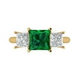 thumbnail image 1 of 2.5 ctw 3 Stone Anniversary Ring for Women | Princess Cut Simulated Emerald | Hyperallergenic Solid 18K Yellow Gold, 1 of 5
