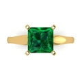 thumbnail image 1 of 2.5 ctw Solitaire Anniversary Ring for Women | Princess Cut Simulated Emerald | Hyperallergenic Solid 14K Yellow Gold, 1 of 5
