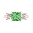 thumbnail image 1 of 2.5 ct Princess Cut Simulated Green Diamond Three-Stone Engagement Ring for Women in 18K Rose Gold, 1 of 5