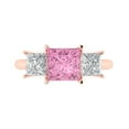 thumbnail image 1 of Clara Pucci 14K Rose Gold Solid Gold Pink Three-Stone Anniversary Ring for Women - 2.5 cttw Princess Cut, 1 of 8