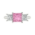 thumbnail image 1 of 2.5 ct Princess Cut Simulated Pink Diamond Three-Stone Engagement Ring for Women in 18K White Gold, 1 of 5