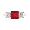 thumbnail image 1 of Clara Pucci 14K Rose Gold Solid Gold Tourmaline Three-Stone Anniversary Ring for Women - 2.5 cttw Princess Cut, 1 of 8