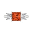 thumbnail image 1 of Clara Pucci 14K White Gold Solid Gold Red Three-Stone Anniversary Ring for Women - 2.5 cttw Princess Cut, 1 of 8