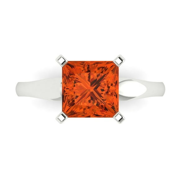 Solitaire Engagement Ring for Women - 2.5ct Simulated Red Diamond in 14K White Gold Promise Ring