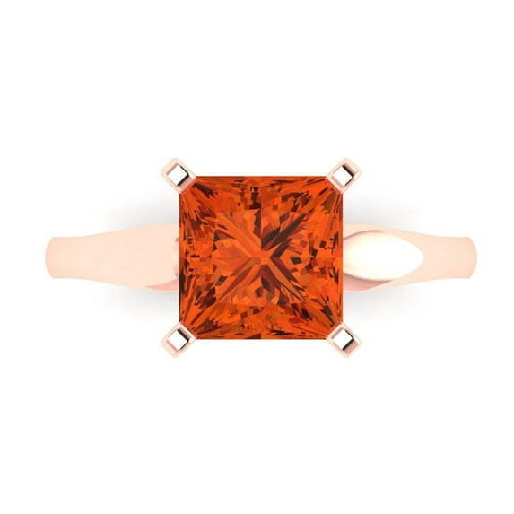 2.5 ctw Solitaire Anniversary Ring for Women | Princess Cut Simulated Red Diamond | Hyperallergenic Solid 18K Rose Gold