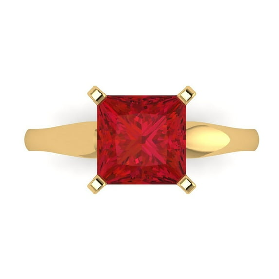 Clara Pucci 14K Yellow Gold 2.5ct Ruby Solitaire Ring for Women