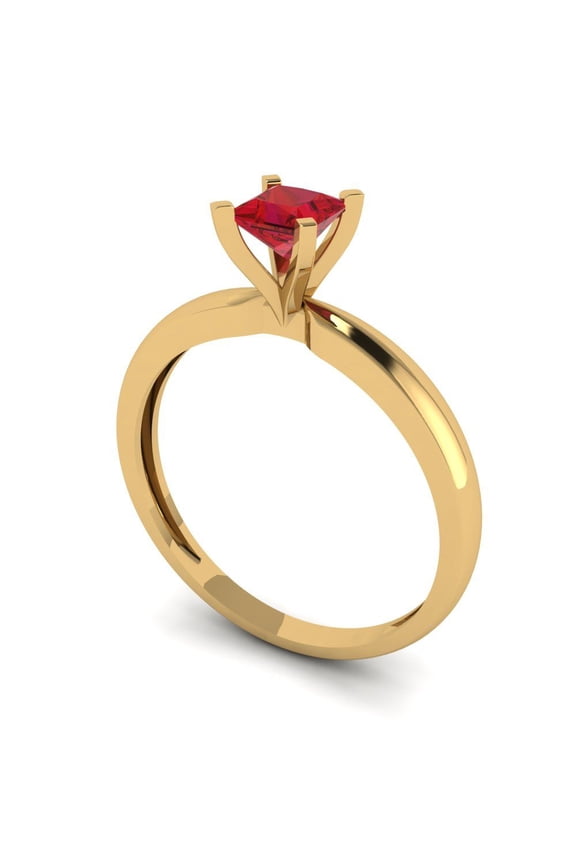 2.5 ct Princess Cut Simulated Ruby Solitaire Engagement Ring for Women in 14K Yellow Gold