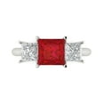 thumbnail image 1 of 2.5 ct Princess Cut Simulated Ruby Three-Stone Engagement Ring for Women in 18K White Gold, 1 of 5