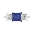 thumbnail image 1 of 2.5 ct Princess Cut Simulated Tanzanite 3 Stone 18K White Gold Womens Engagement Ring, 1 of 5