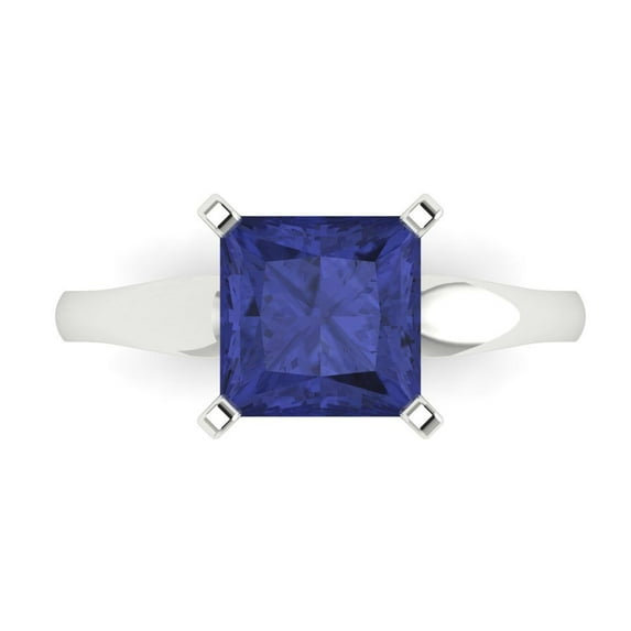 Clara Pucci 14K White Gold 2.5ct Tanzanite Solitaire Ring for Women