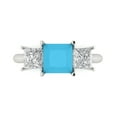 thumbnail image 1 of 2.5 ct Princess Cut Simulated Turquoise 3 Stone 14K White Gold Womens Engagement Ring, 1 of 8