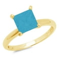 thumbnail image 1 of 2.5 ct Princess Cut Simulated Turquoise Solitaire 14K Yellow Gold Womens Engagement Ring, 1 of 3
