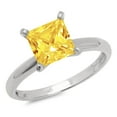 thumbnail image 1 of 2.5 ct Princess Cut Simulated Yellow Diamond Solitaire 18K White Gold Womens Engagement Ring, 1 of 3