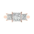 thumbnail image 1 of Clara Pucci 14K Rose Gold Solid Gold WhiteSapphire Three-Stone Anniversary Ring for Women - 2.5 cttw Princess Cut, 1 of 8