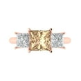 thumbnail image 1 of Clara Pucci 14K Rose Gold Solid Gold YellowMoissanite Three-Stone Anniversary Ring for Women - 2.5 cttw Princess Cut, 1 of 8