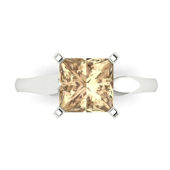 2.5 ct Princess Cut Yellow Moissanite Solitaire Engagement Ring for Women in 18K White Gold