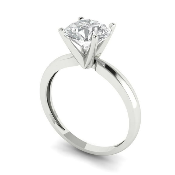 2.5 ct Round Cut Moissanite Solitaire Engagement Ring for Women in 18K White Gold