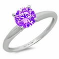 thumbnail image 1 of 2.5 ct Round Cut Natural Amethyst Solitaire 18K White Gold Womens Engagement Ring, 1 of 3
