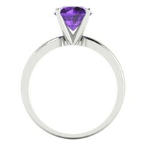 2.5 ct Round Cut Natural Amethyst Solitaire Engagement Ring for Women in 18K White Gold