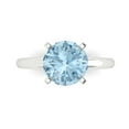 thumbnail image 1 of 2.5 ct Round Cut Natural Aquamarine Solitaire 18K White Gold Womens Engagement Ring, 1 of 5