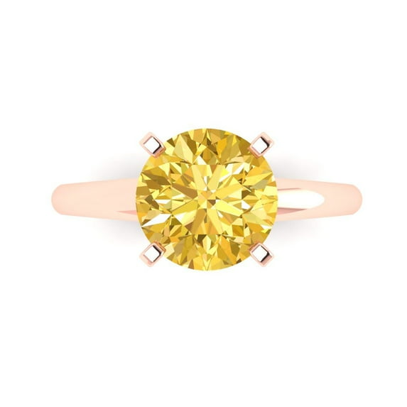 2.5 ctw Solitaire Anniversary Ring for Women | Round Cut Natural Citrine | Hyperallergenic Solid 18K Rose Gold