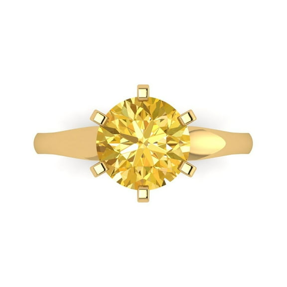 2.5 ct Round Cut Natural Citrine Solitaire Engagement Ring for Women in 14K Yellow Gold
