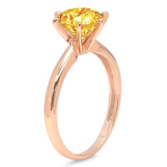 2.5 ct Round Cut Natural Citrine Solitaire Engagement Ring for Women in 18K Rose Gold