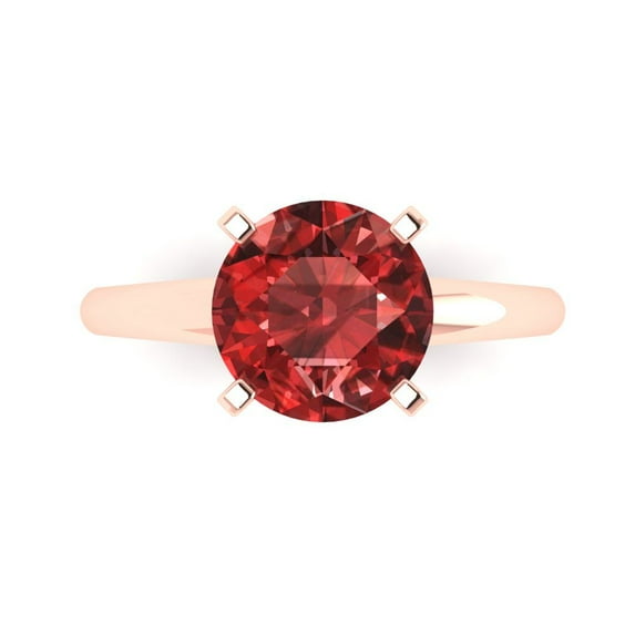 Solitaire Engagement Ring for Women - 2.5ct Natural Garnet in 14K Rose Gold Promise Ring
