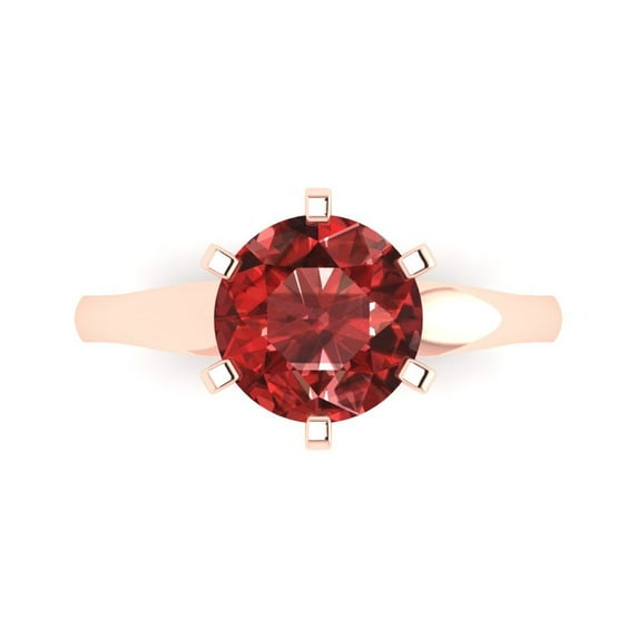 2.5 ct Round Cut Natural Garnet Solitaire 18K Rose Gold Womens Engagement Ring