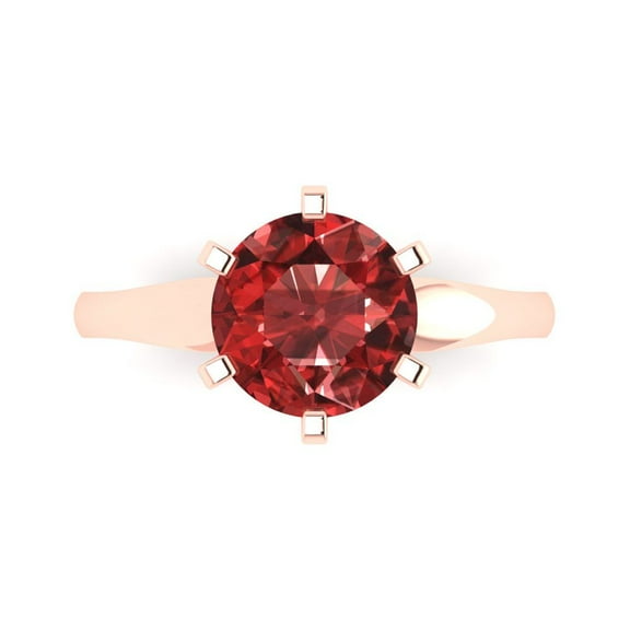 2.5 ct Round Cut Natural Garnet Solitaire Engagement Ring for Women in 14K Rose Gold