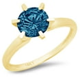 thumbnail image 1 of 2.5 ct Round Cut Natural London Blue Topaz Solitaire 14K Yellow Gold Womens Engagement Ring, 1 of 3