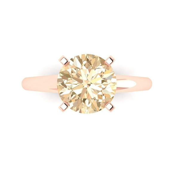 Clara Pucci 14K Rose Gold 2.5ct Morganite Solitaire Ring for Women