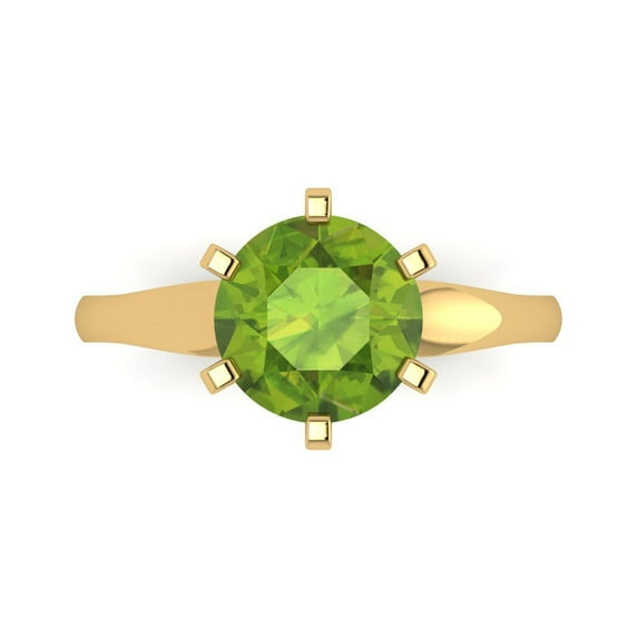2.5 ctw Solitaire Anniversary Ring for Women | Round Cut Natural Peridot | Hyperallergenic Solid 18K Yellow Gold