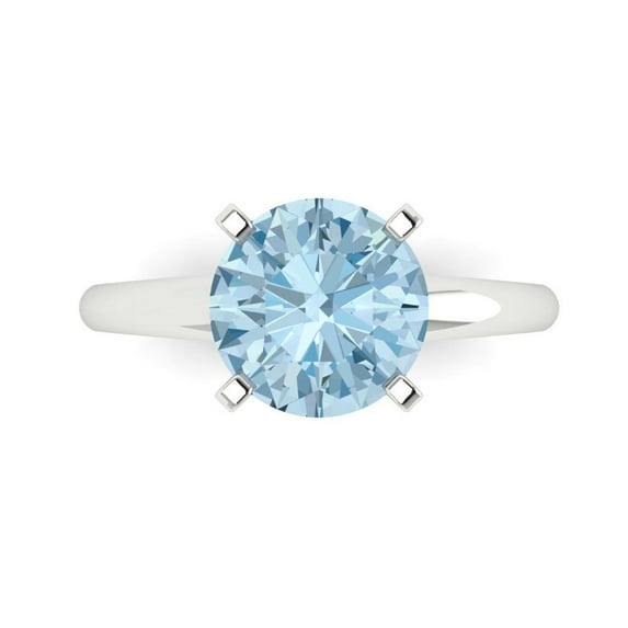 Clara Pucci 14K White Gold 2.5ct SwissBlueTopaz Solitaire Ring for Women