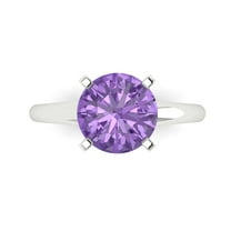 2.5 ct Round Cut Simulated Alexandrite Solitaire Engagement Ring for Women in 14K White Gold